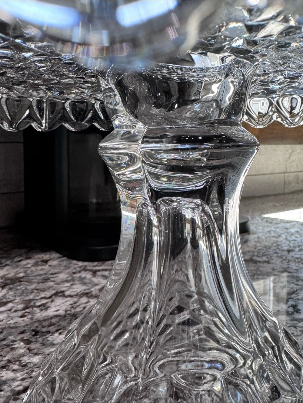 Fostoria American #2056 Clear Old Round Glass Pedestal Cake Stand With Rum Well